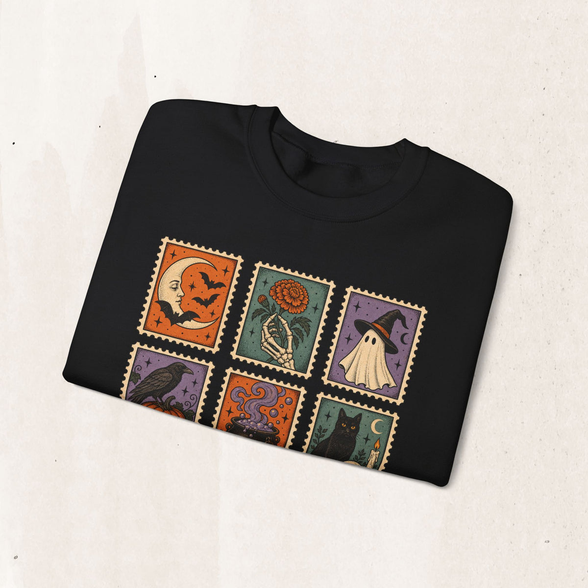 Vintage Spooky Stamp Panel Sweatshirt