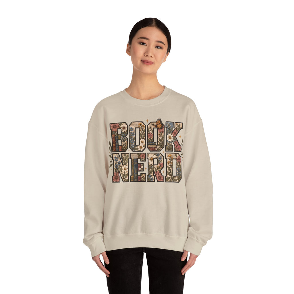 Floral Book Nerd Crewneck Sweatshirt