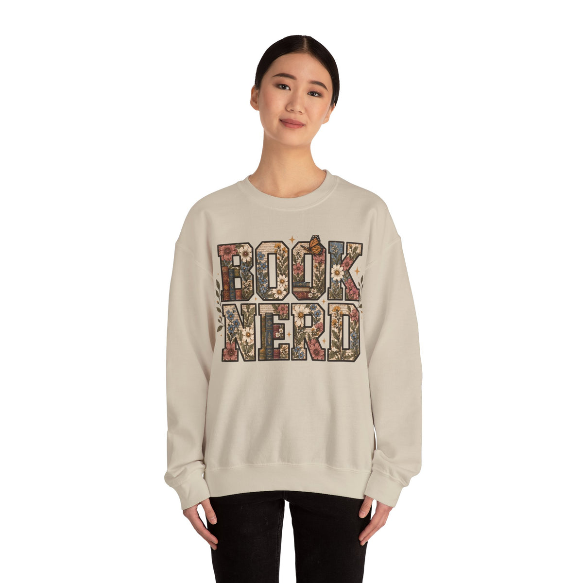 Floral Book Nerd Crewneck Sweatshirt