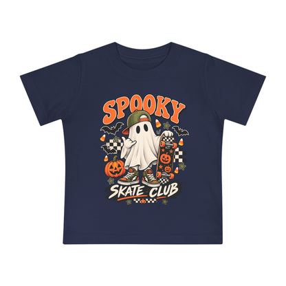 Spooky Skate Club Baby T-Shirt — Halloween Ghost Skateboard Tee
