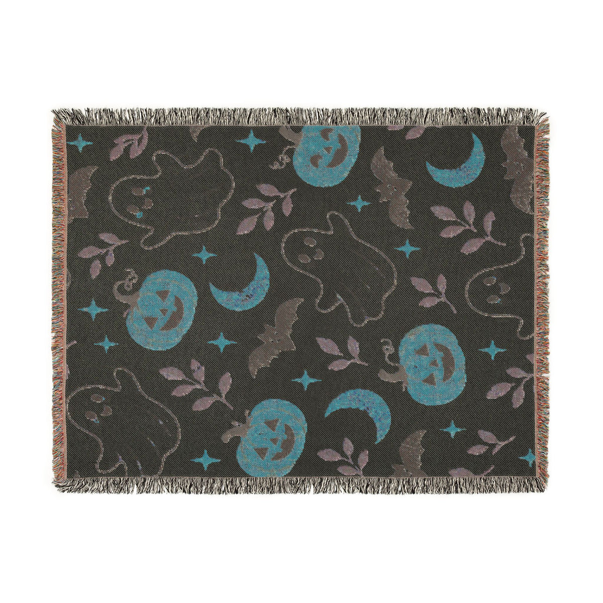 Halloween Ghost & Pumpkin Woven Blanket