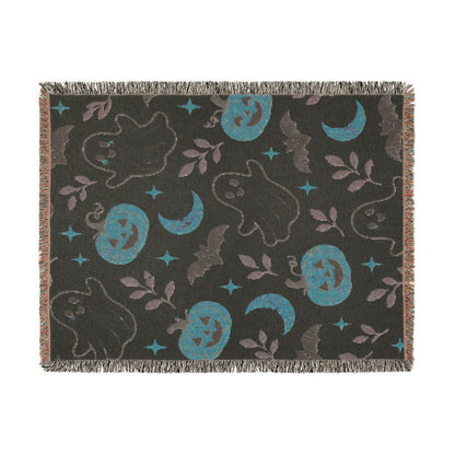 Halloween Ghost & Pumpkin Woven Blanket