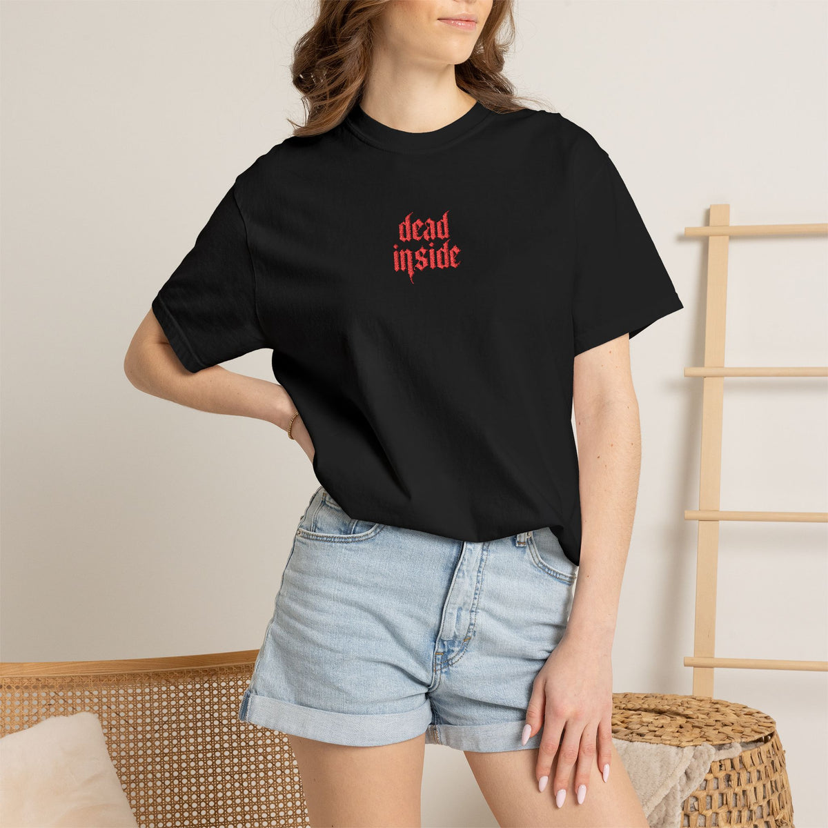Embroidered "Dead Inside" Tee