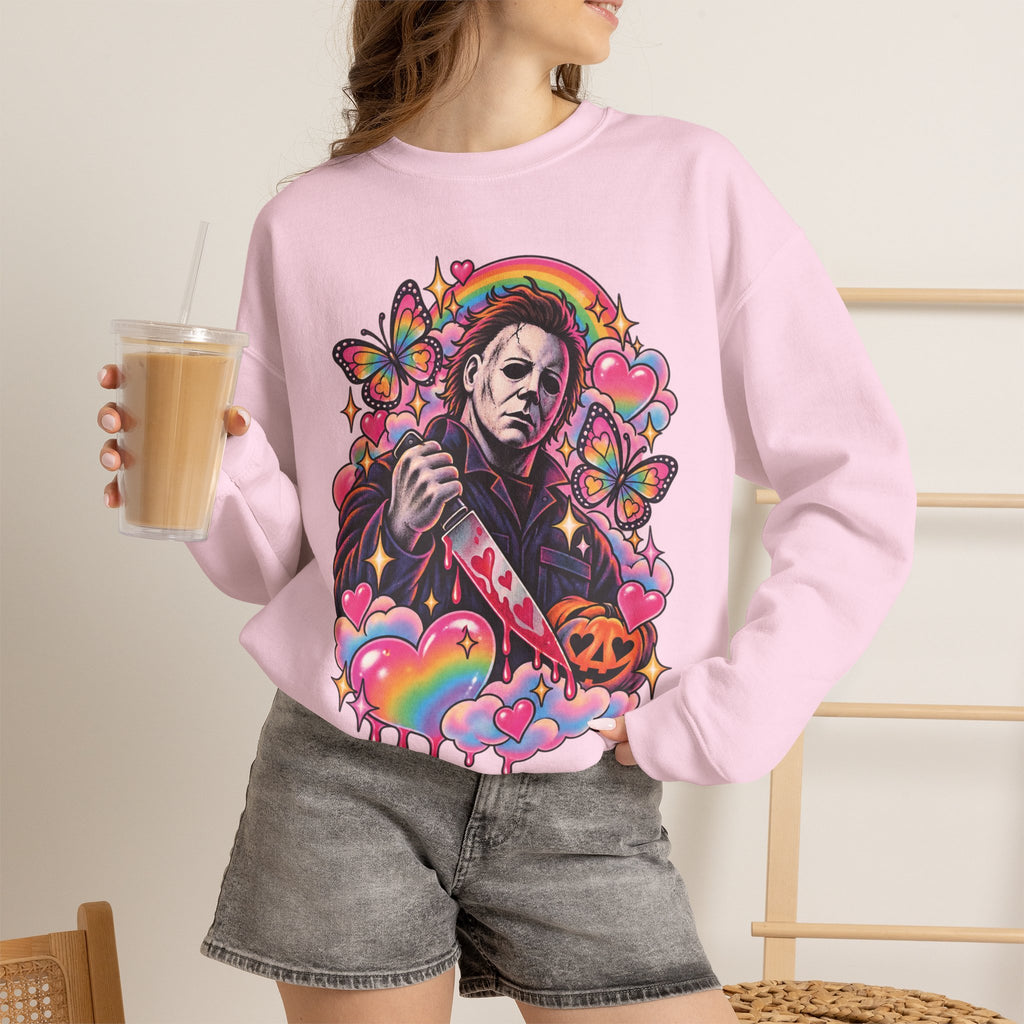 Colorful Michael Myers Horror Heart Crewneck