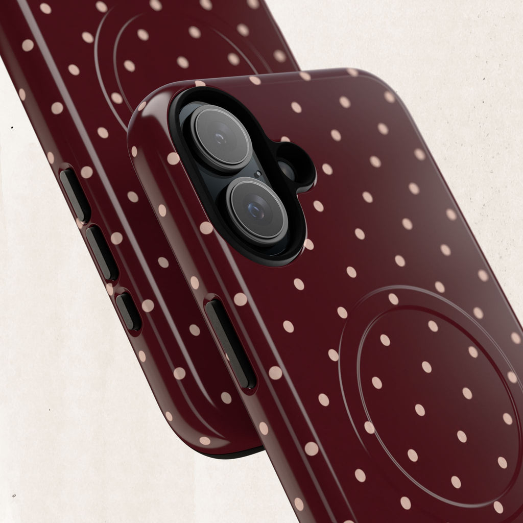 Burgundy Polka Dot Magnetic Phone Case Printify