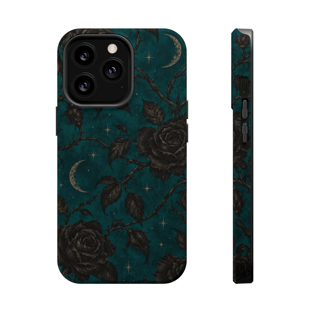 Teal Moon & Black Rose Magnetic Phone Case, alternate view