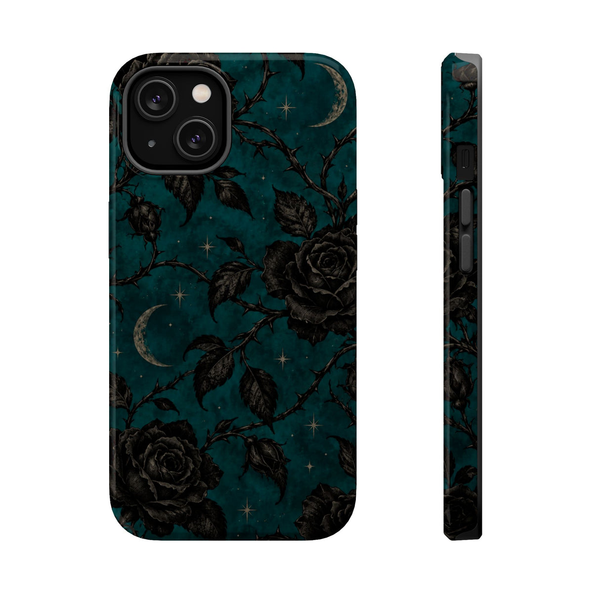 Teal Moon & Black Rose Magnetic Phone Case