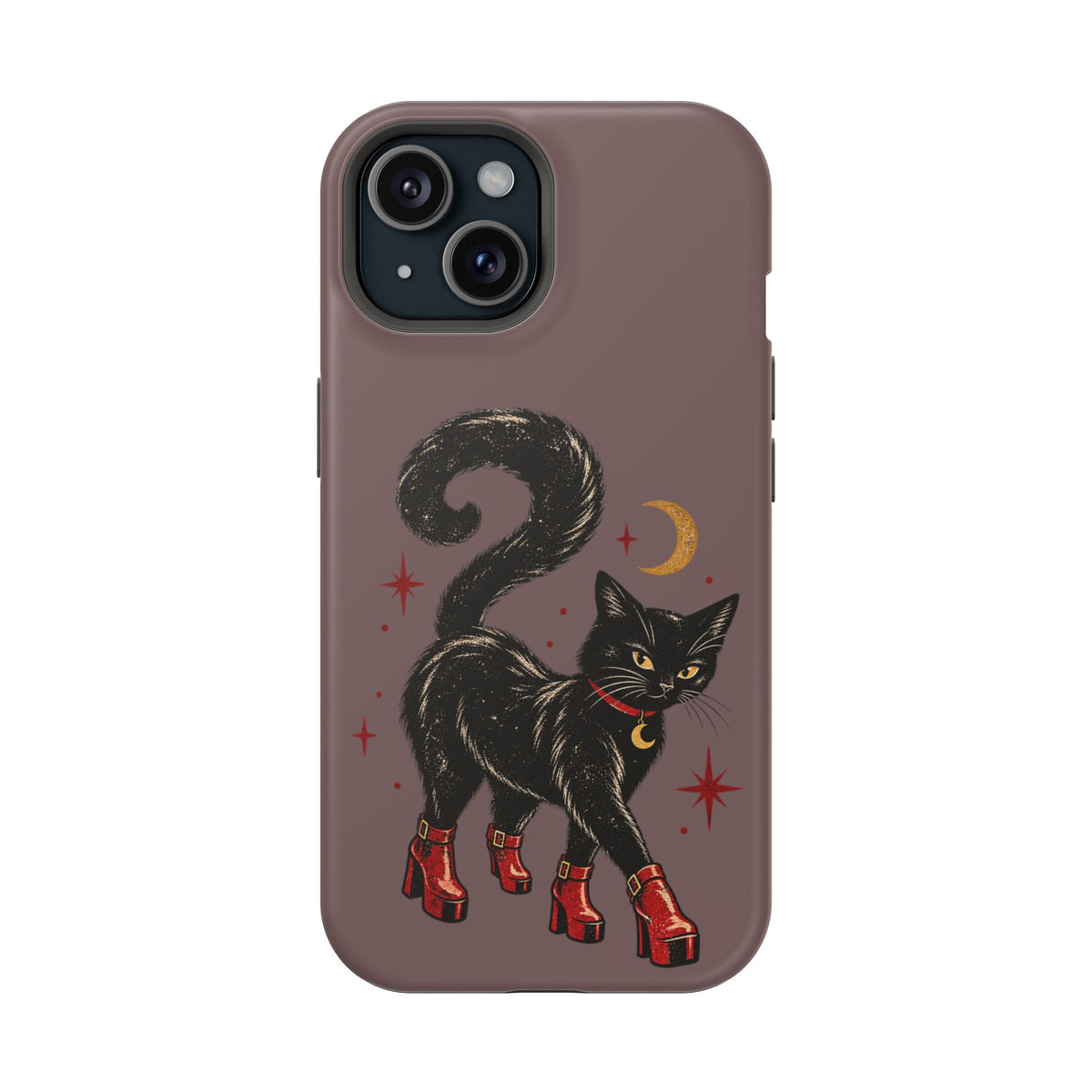 Black Cat in Red Boots MagSafe Phone Case, alternate view