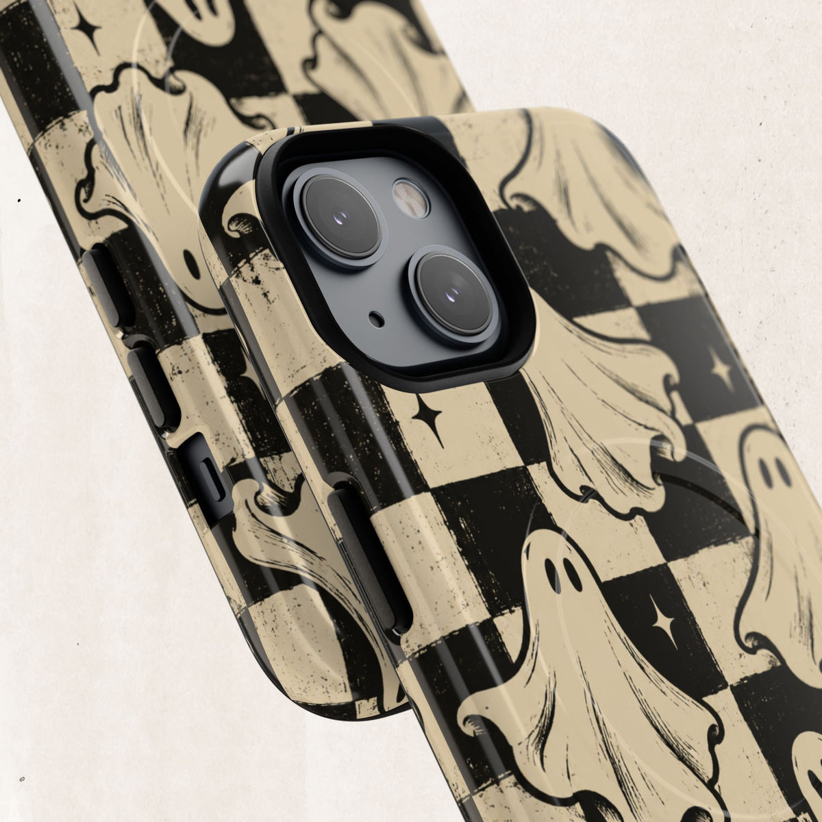 Ghost Checker Tough Magnetic Phone Case — Retro Spooky iPhone Cover Printify