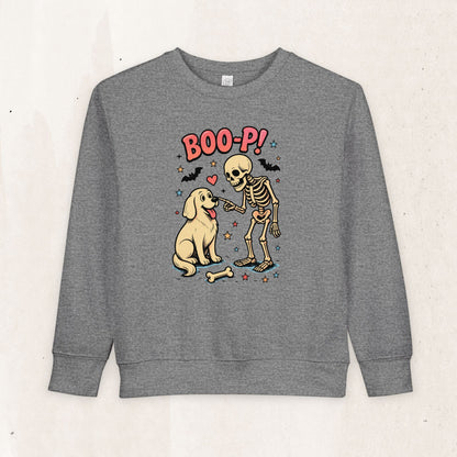 Skeleton & Puppy “BOO-P!” Toddler Sweatshirt
