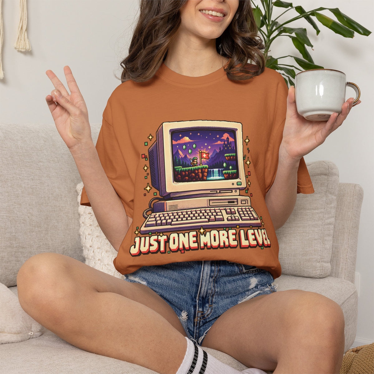 Retro Computer 'Just One More Level' Gaming Tee
