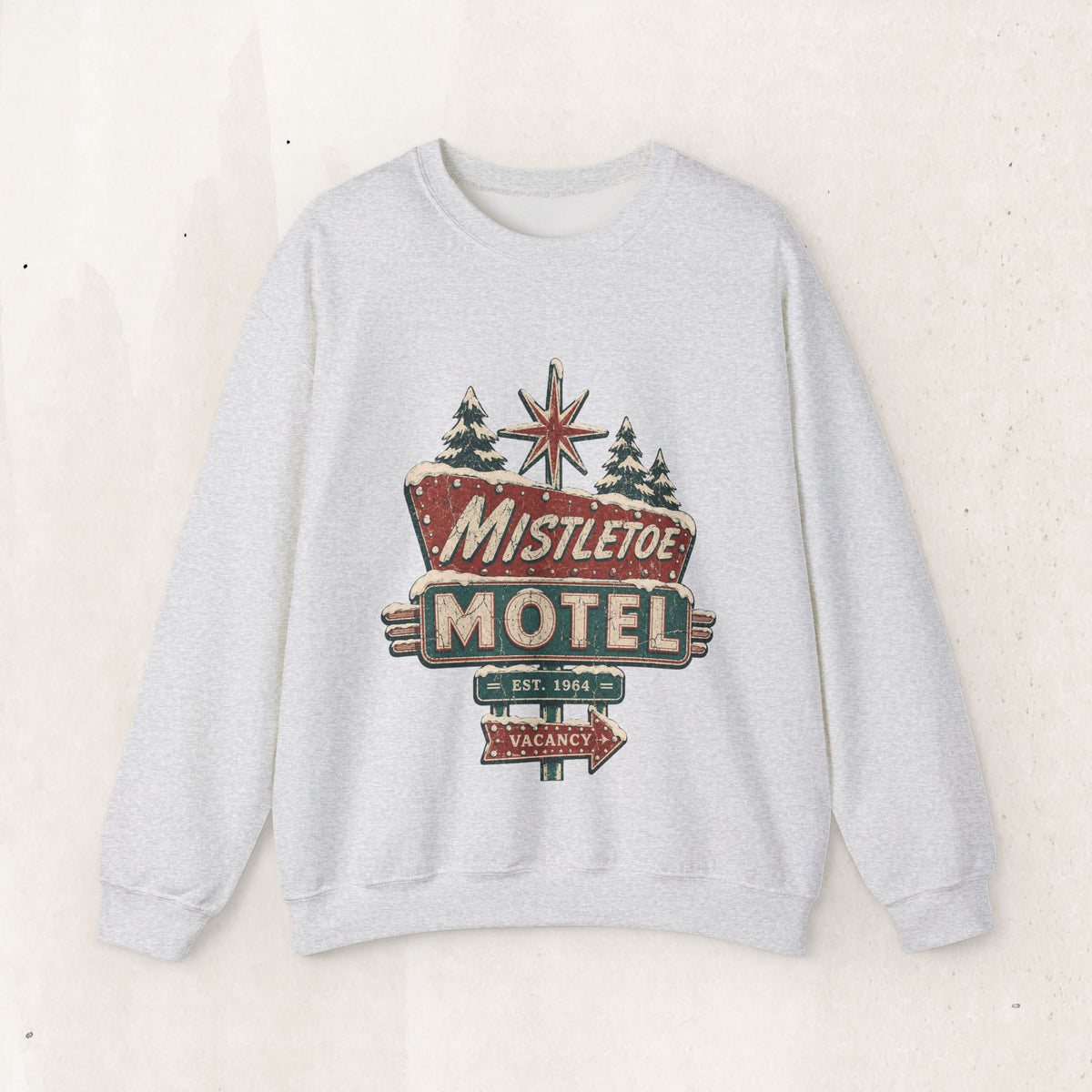 Mistletoe Motel Christmas Sweatshirt, Retro Christmas Motel Sign Crewneck