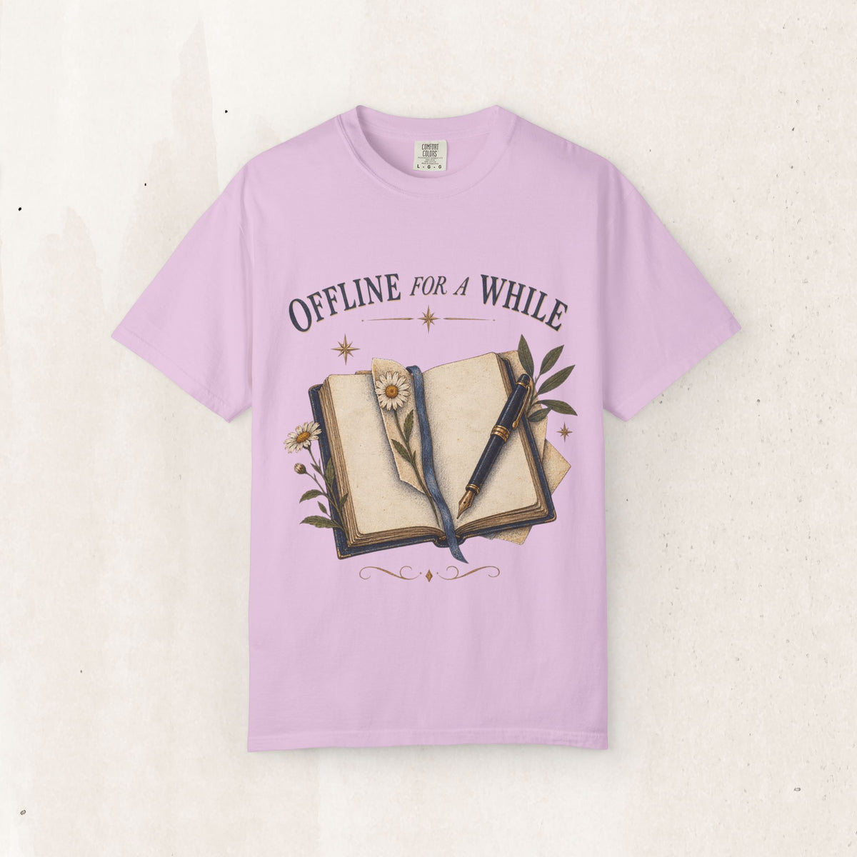 Offline for a While Tee – Journal Graphic Bookish Shirt – Orchid