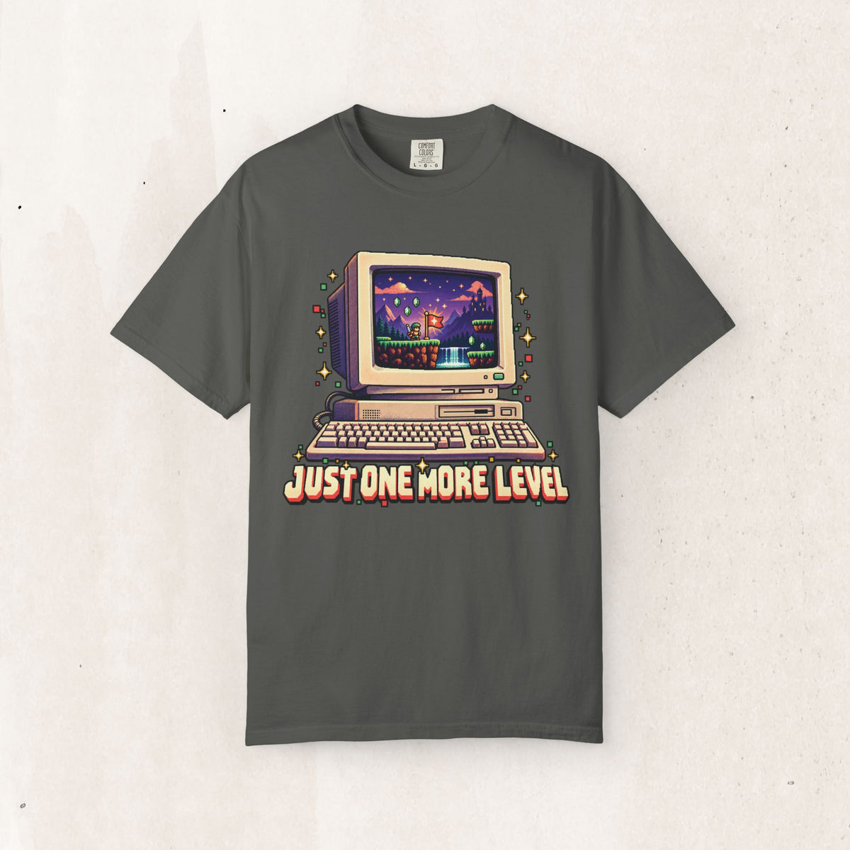 Retro Computer 'Just One More Level' Gaming Tee – Pepper