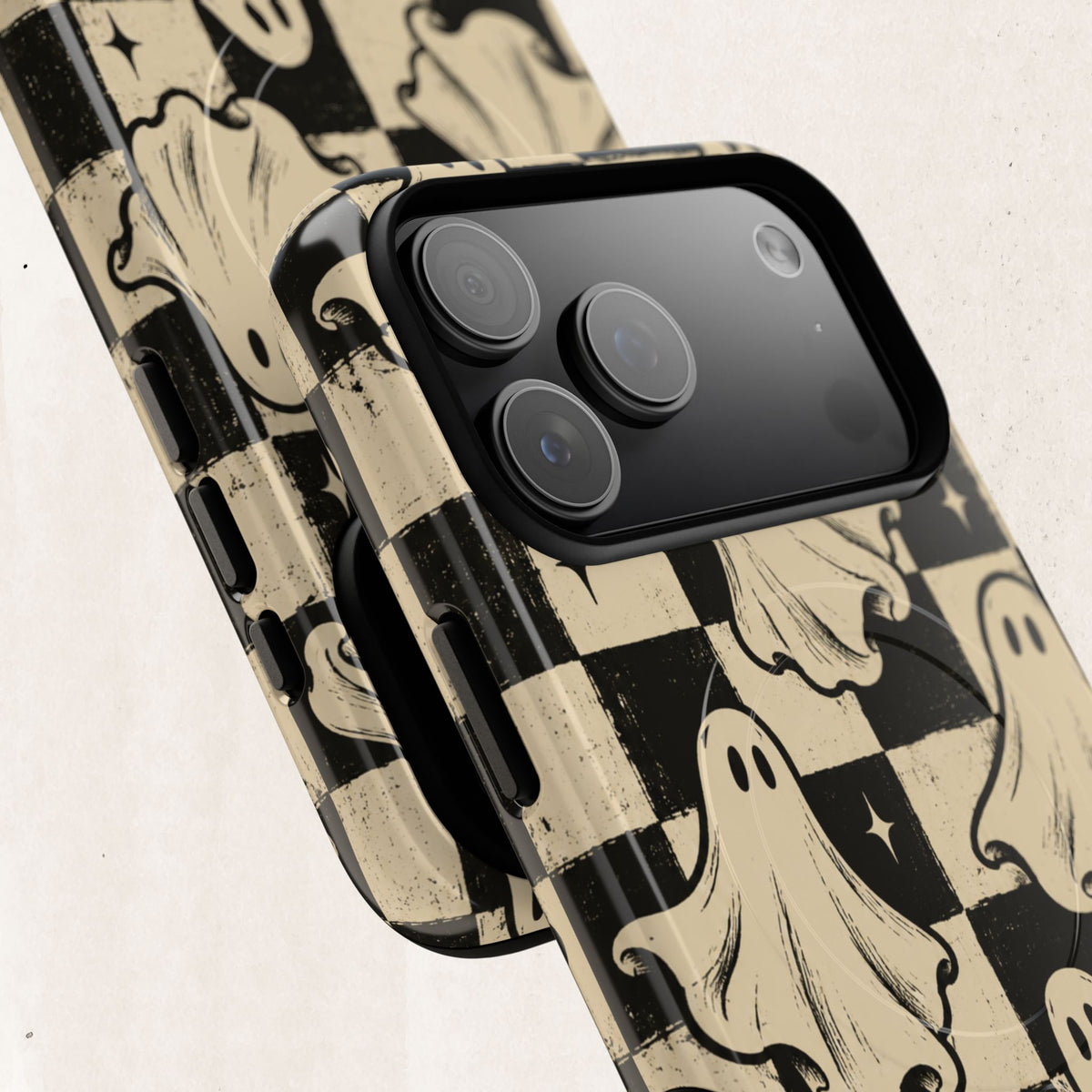 Ghost Checker Tough Magnetic Phone Case — Retro Spooky iPhone Cover Printify