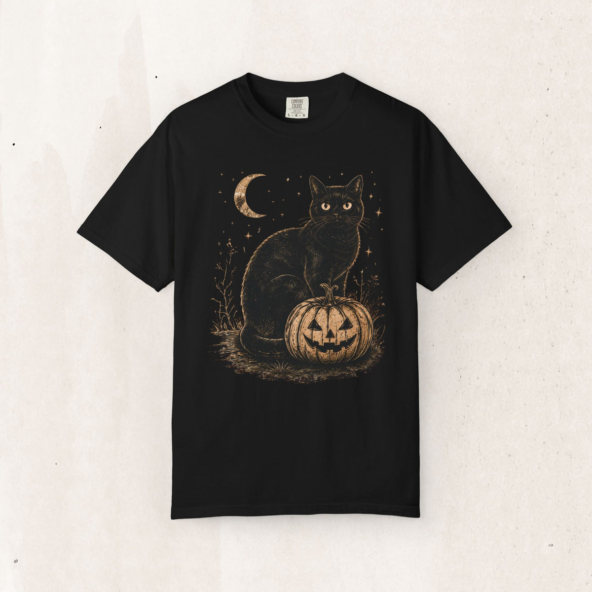 Halloween Black Cat & Pumpkin Tee
