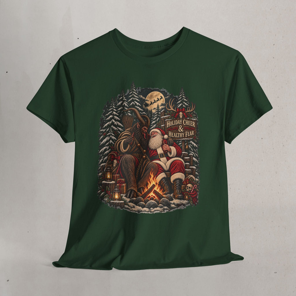 Santa & Krampus Camping Graphic Tee