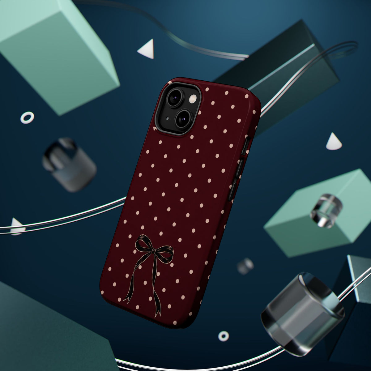 Burgundy Polka Dot Magnetic Phone Case, alternate view