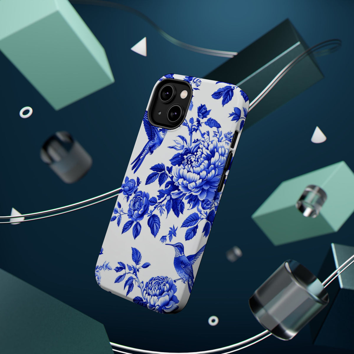 Blue Floral Bird Magnetic Phone Case, alternate view