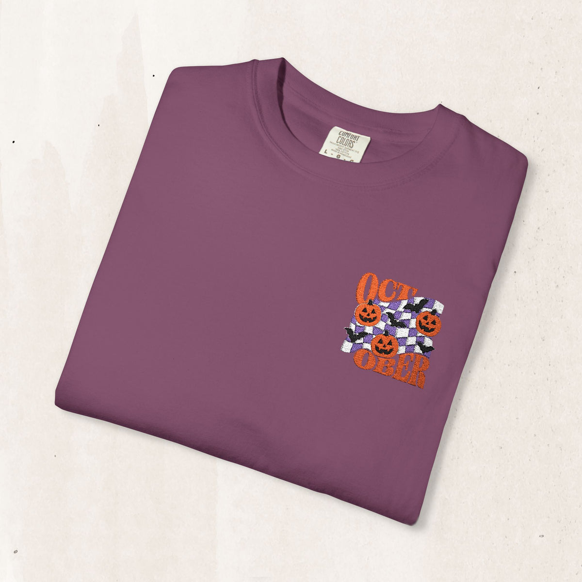 Embroidered Retro "October" Halloween Tee
