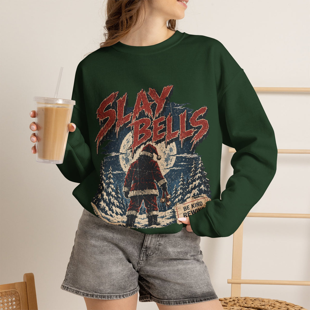 Slay Bells Christmas Sweatshirt, Horror Christmas Crewneck