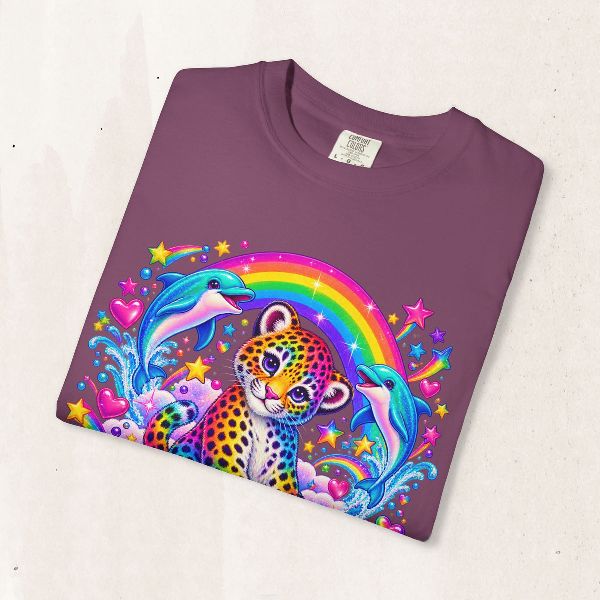 Lisa Frank Inspired Leopard Rainbow Tee