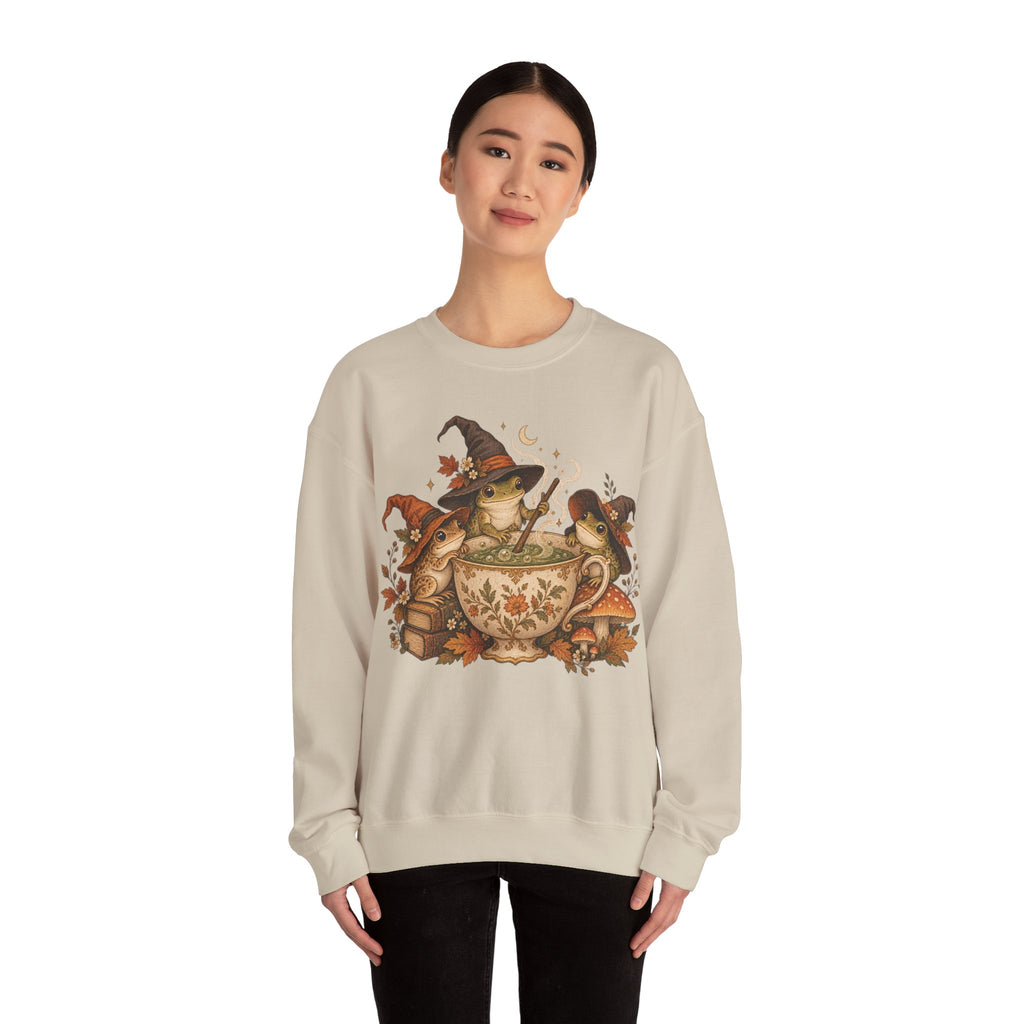Cozy Witch Frog Tea Crewneck Sweatshirt