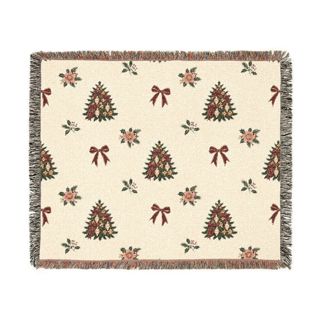 Vintage Christmas Tree Woven Blanket Printify