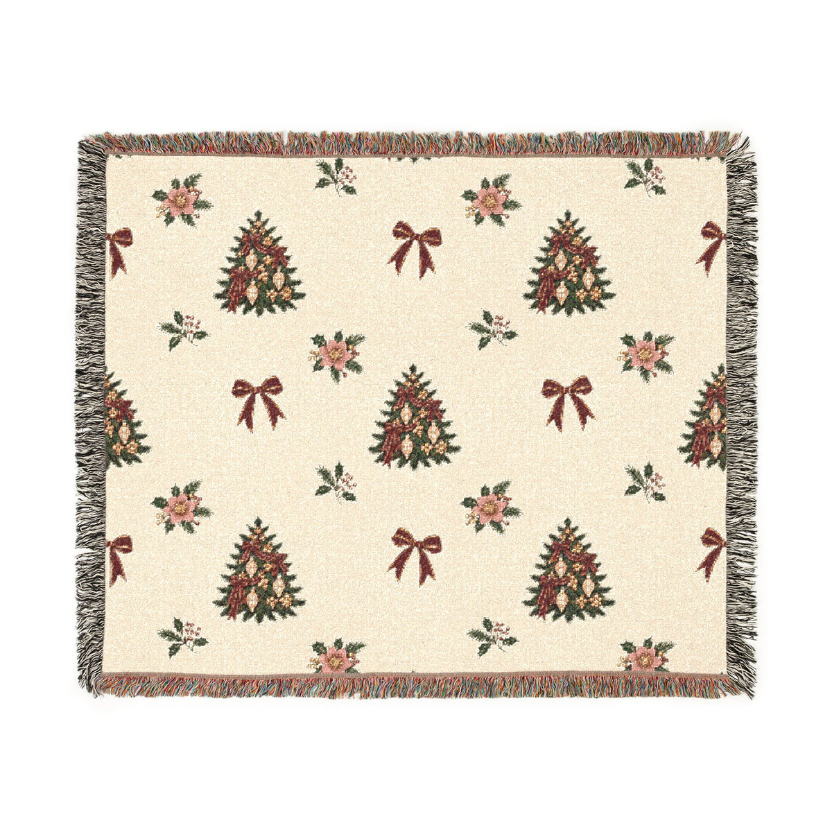 Vintage Christmas Tree Woven Blanket Printify
