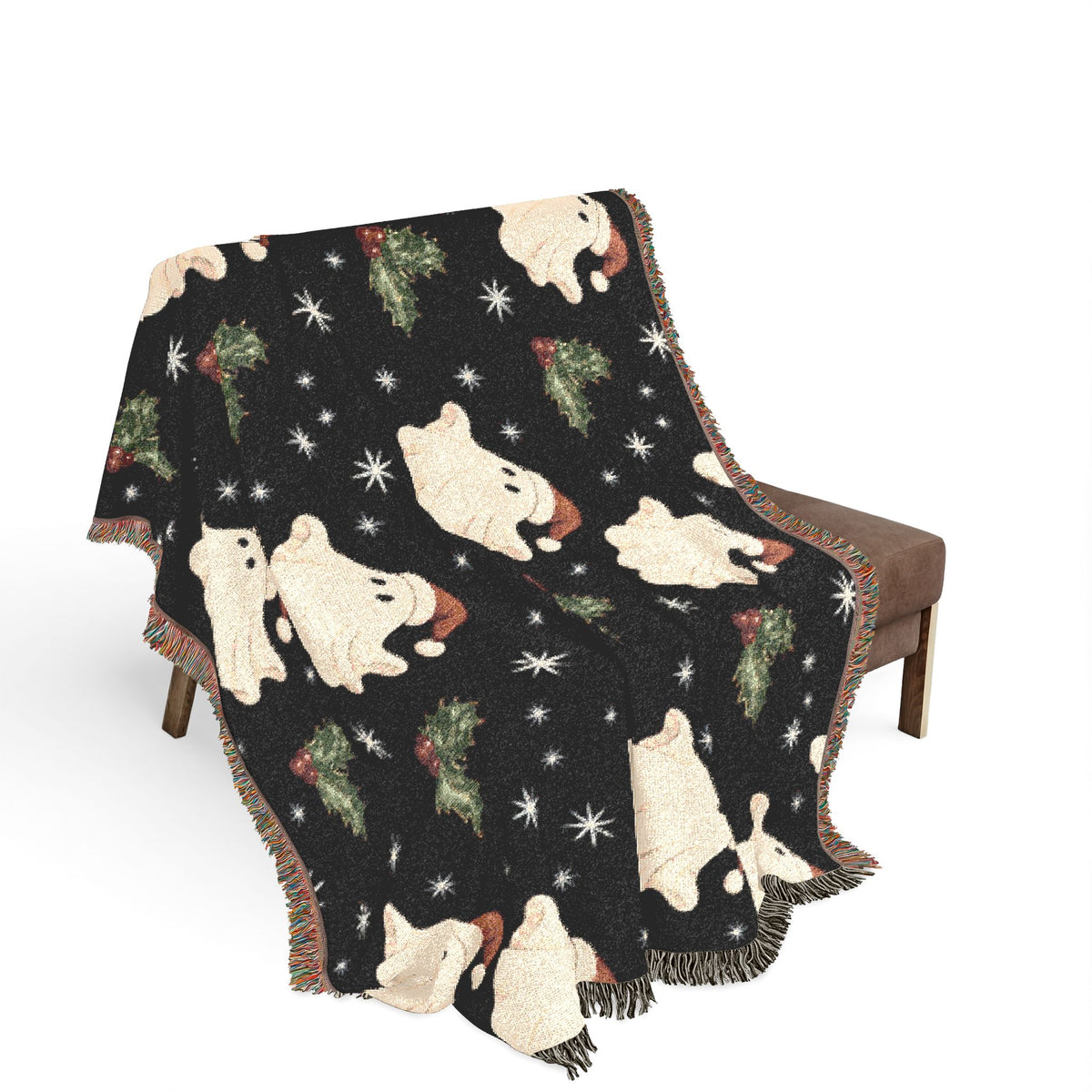 Christmas Ghost Woven Blanket – Santa Hat Ghost Holiday Throw