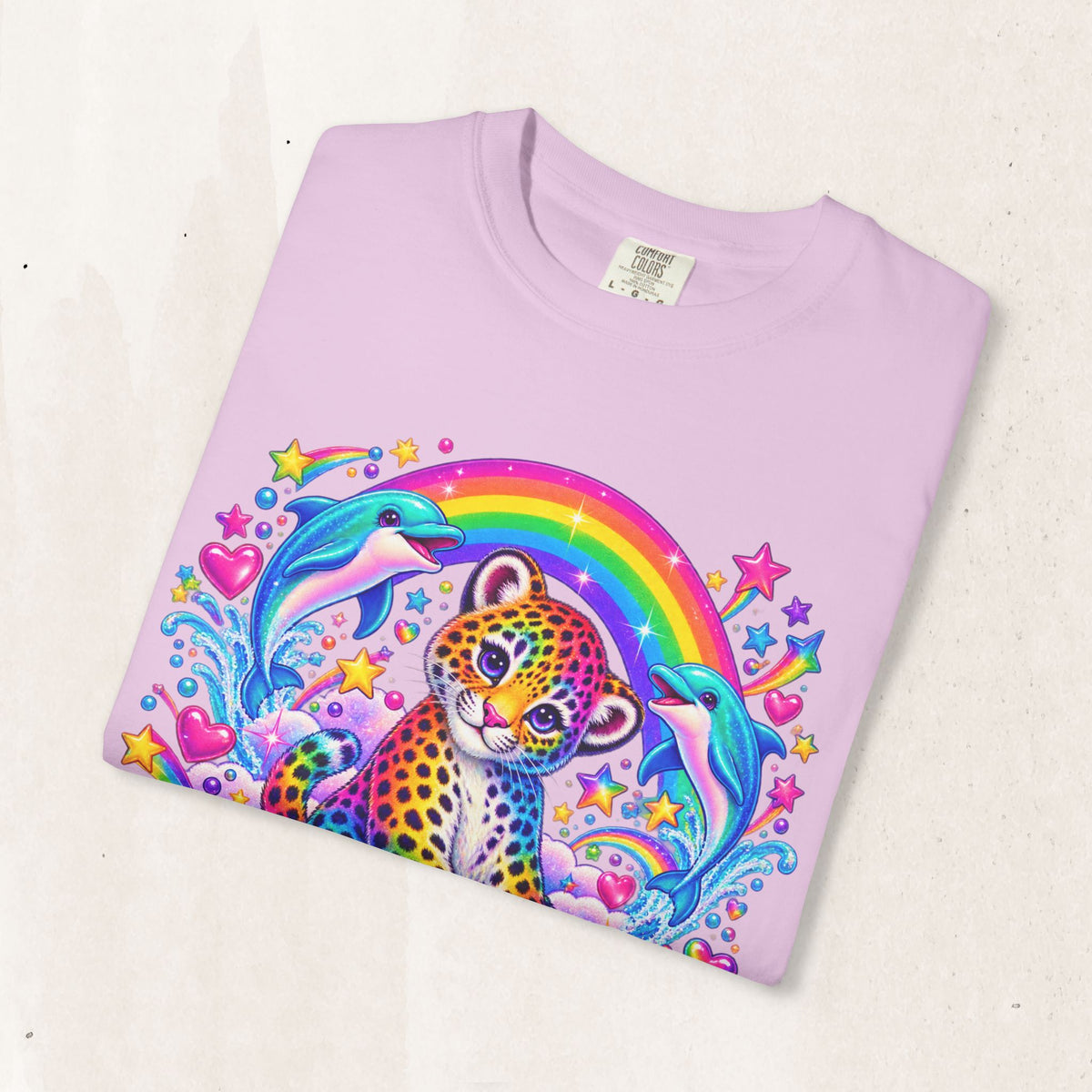 Lisa Frank Inspired Leopard Rainbow Tee