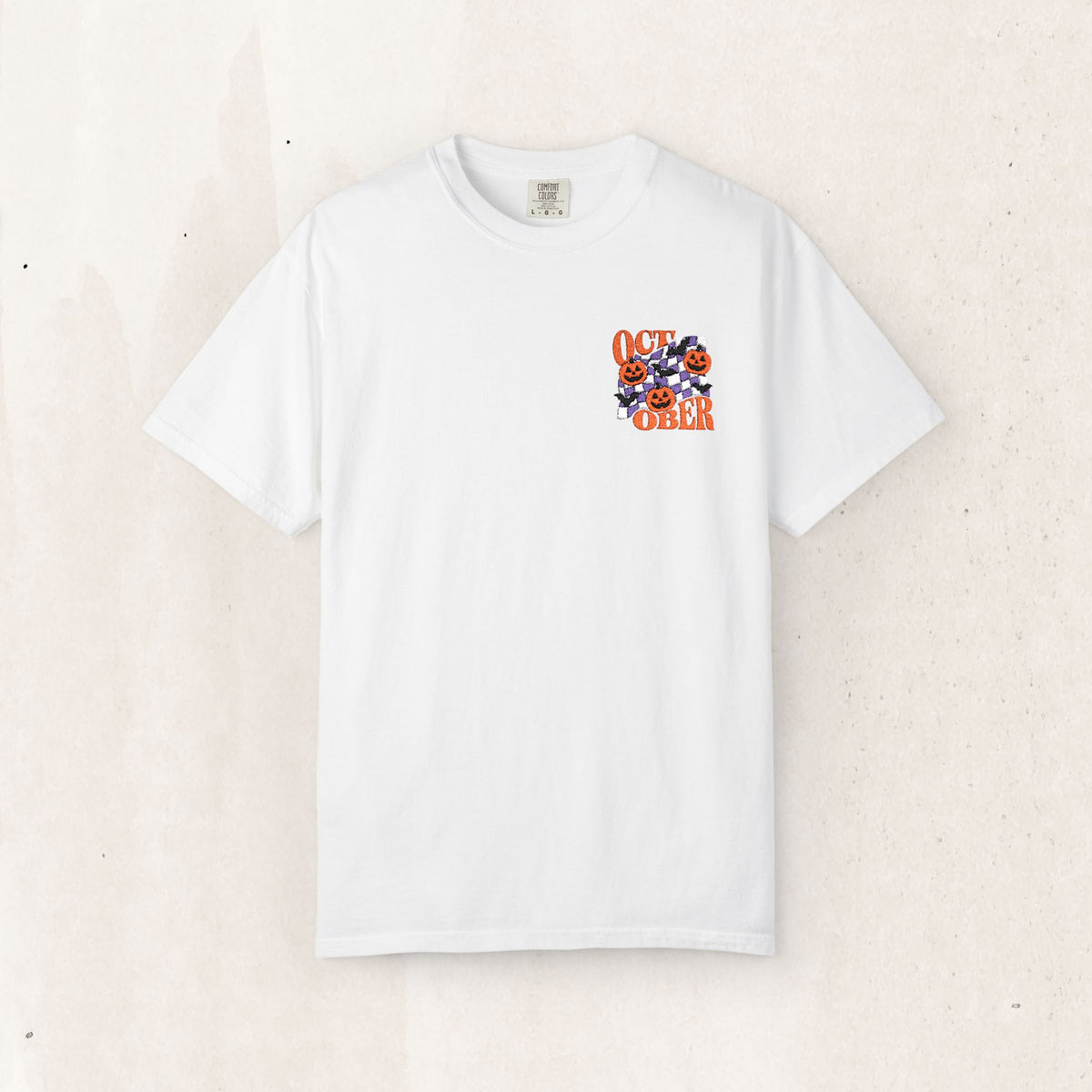 Embroidered Retro "October" Halloween Tee