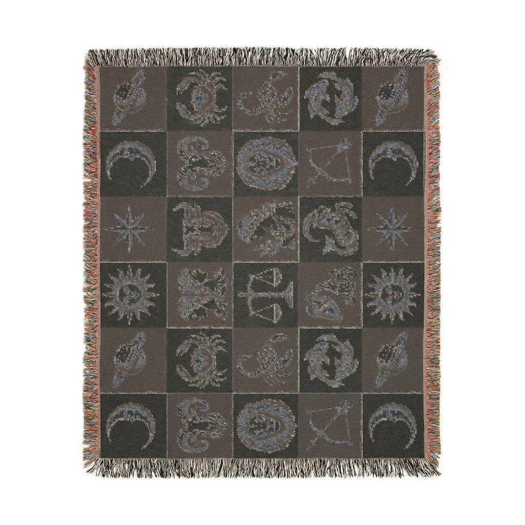 Zodiac Checkerboard Woven Blanket Printify