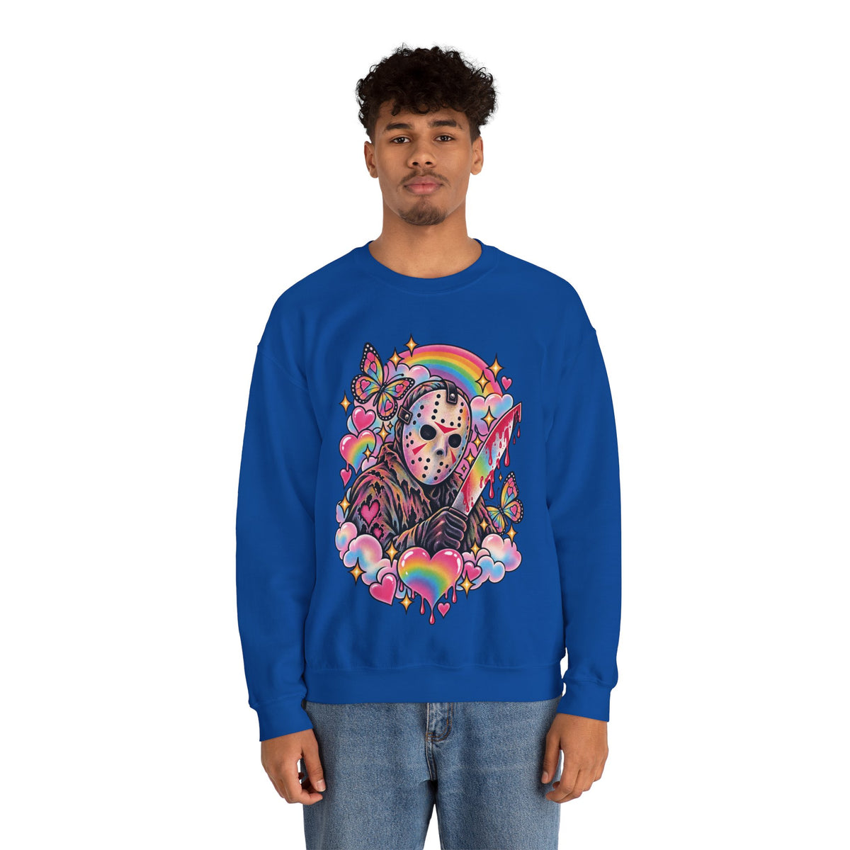 Jason Mask Rainbow Horror Crewneck Sweatshirt