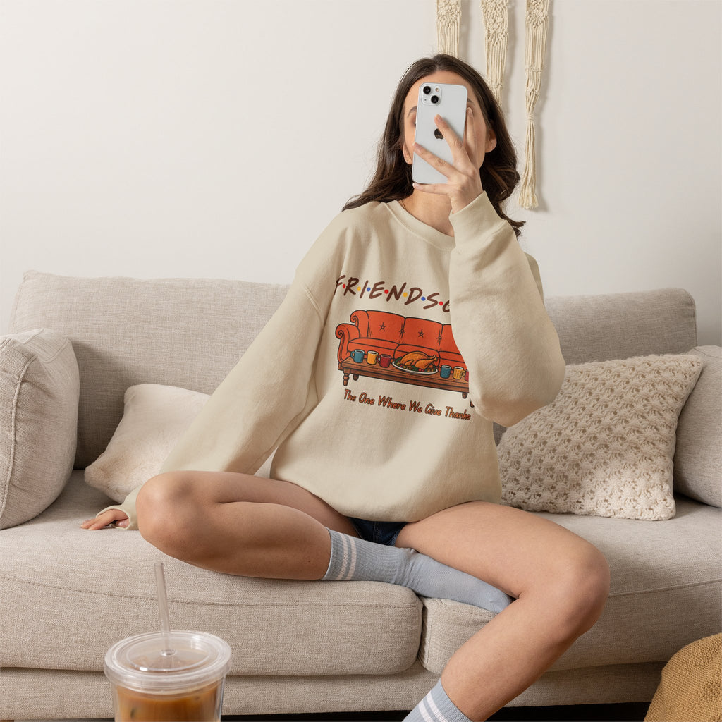 Friendsgiving: The One Where We Give Thanks Crewneck Sweatshirt Printify