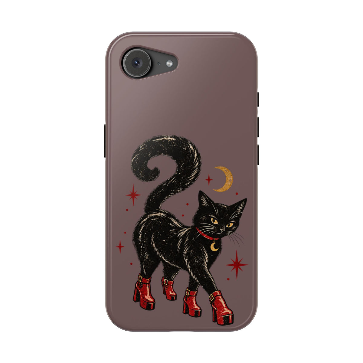 Black Cat in Red Boots MagSafe Phone Case, alternate view
