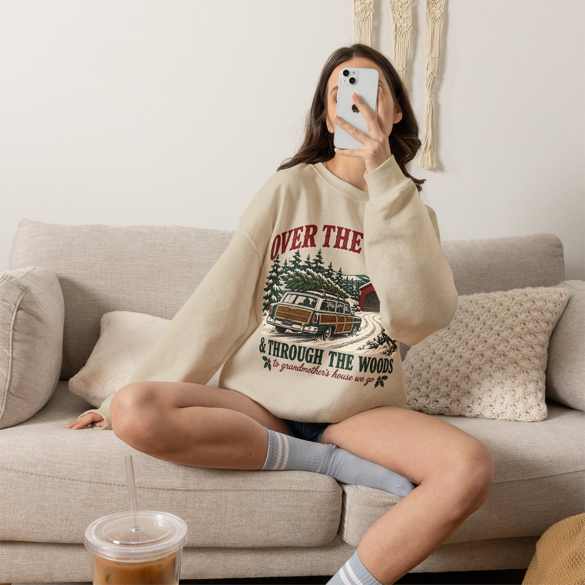 Over the River and Through the Woods Christmas Sweatshirt, Christmas Cabin Crewneck