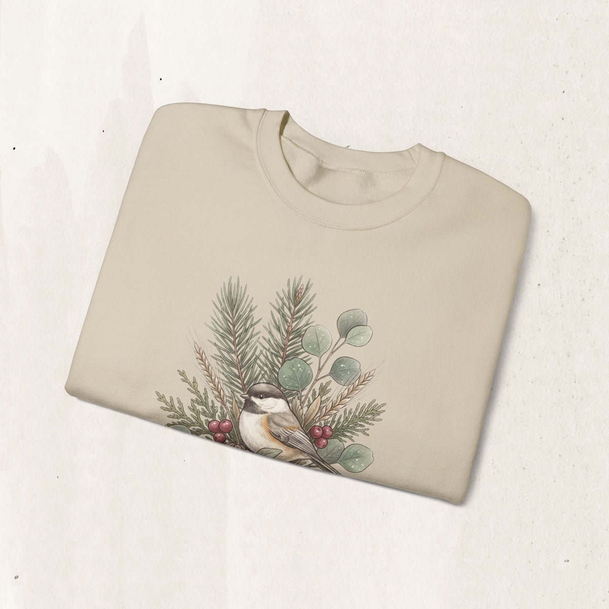 Botanical winter wreath Christmas crewneck sweatshirt