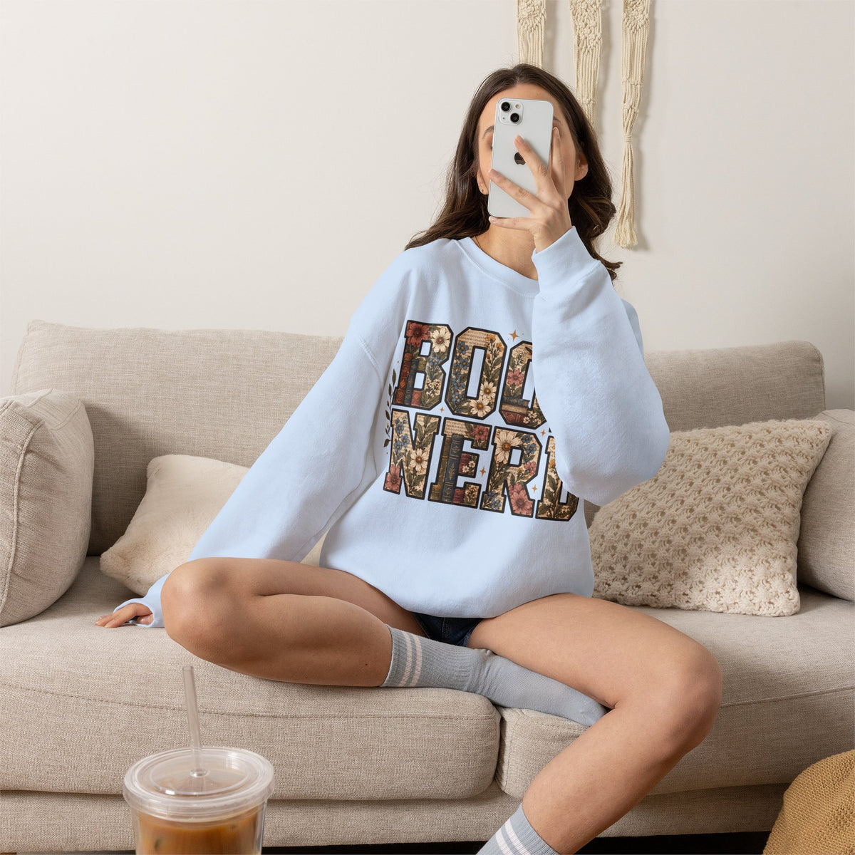 Floral Book Nerd Crewneck Sweatshirt