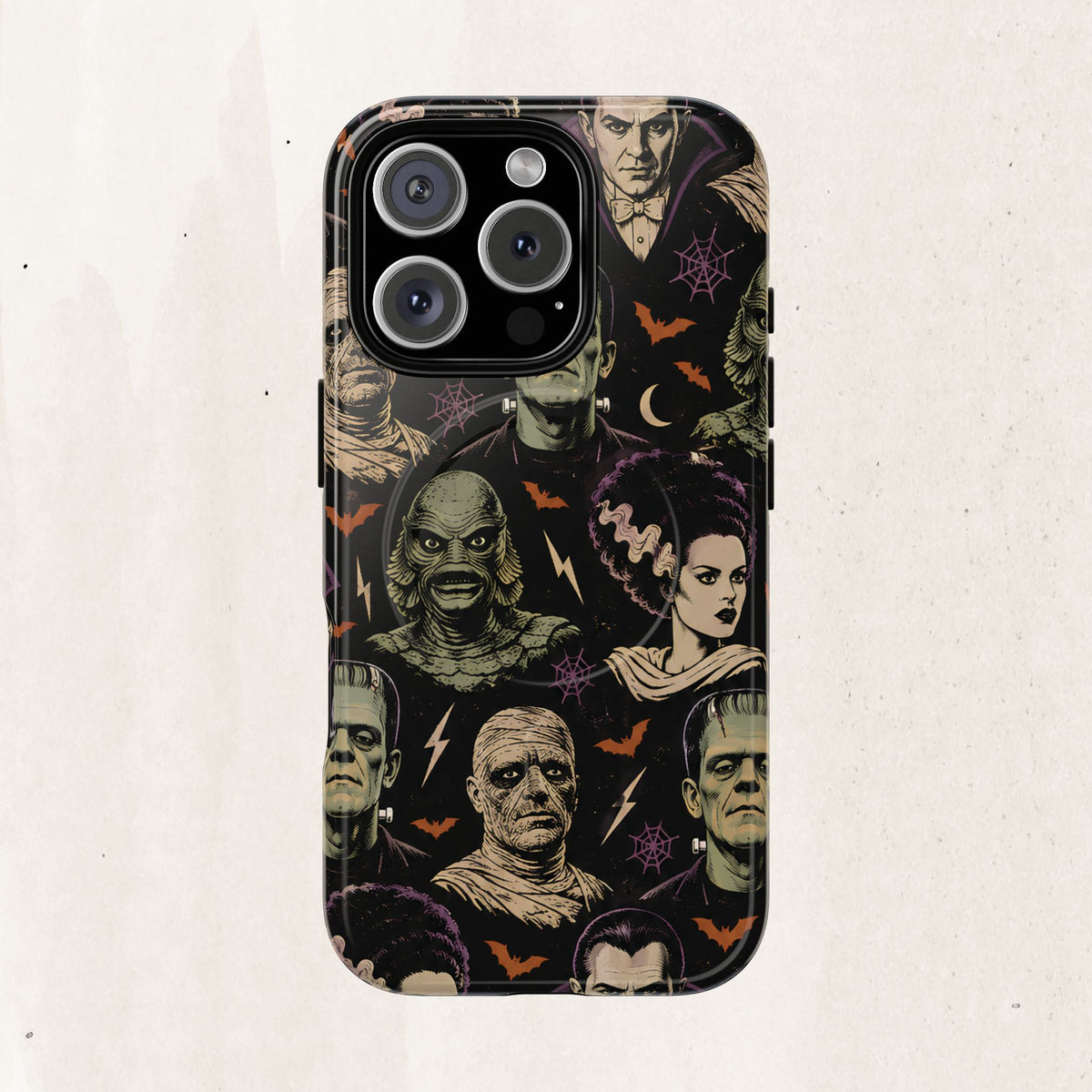 Monster Mash Magnetic Phone Case — Retro Classic Horror Collage