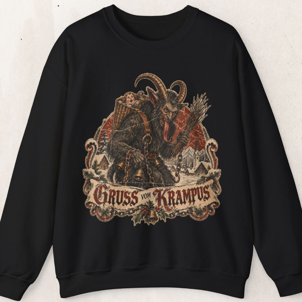 Gruss Vom Krampus Christmas Sweatshirt, Gothic Krampus Crewneck