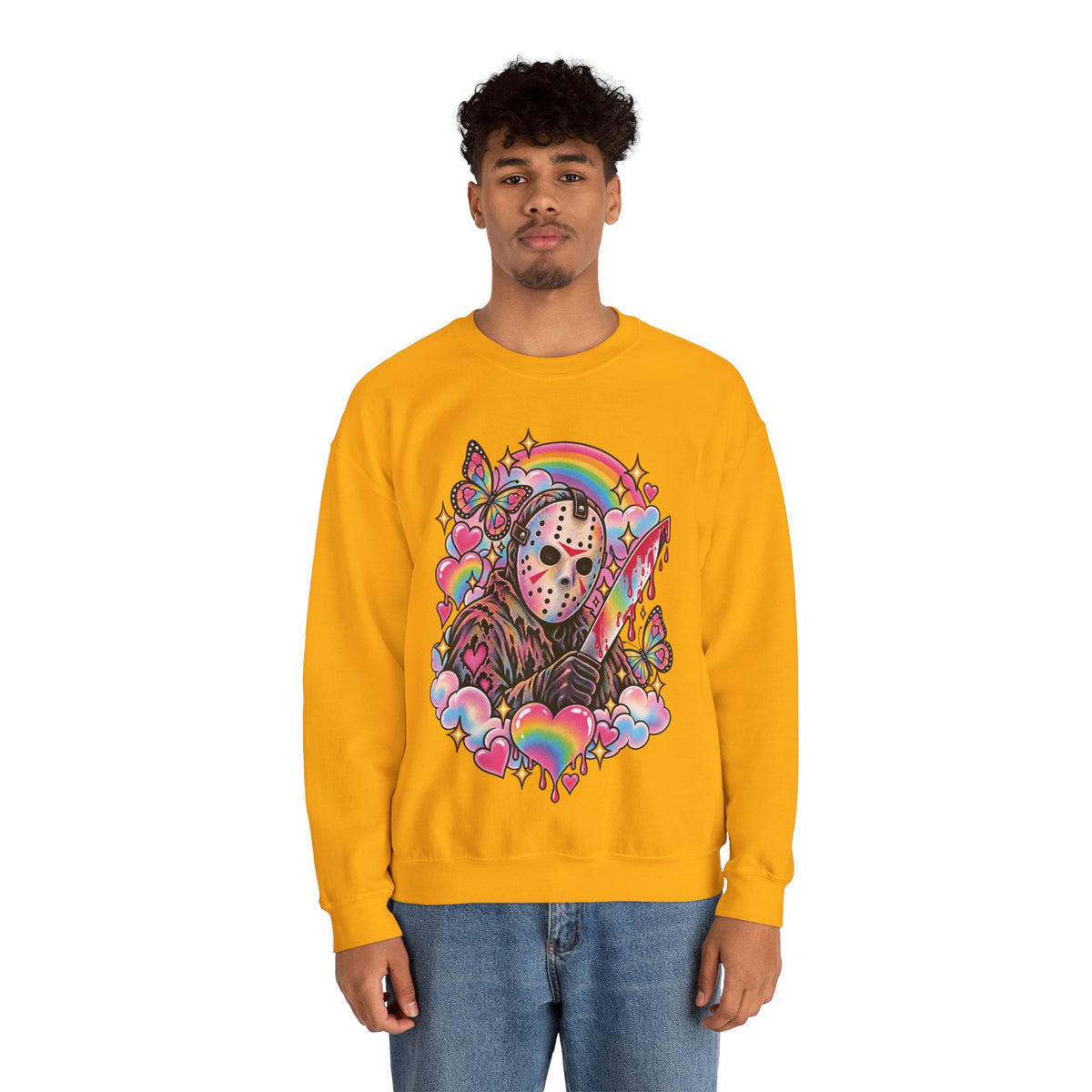 Jason Mask Rainbow Horror Crewneck Sweatshirt