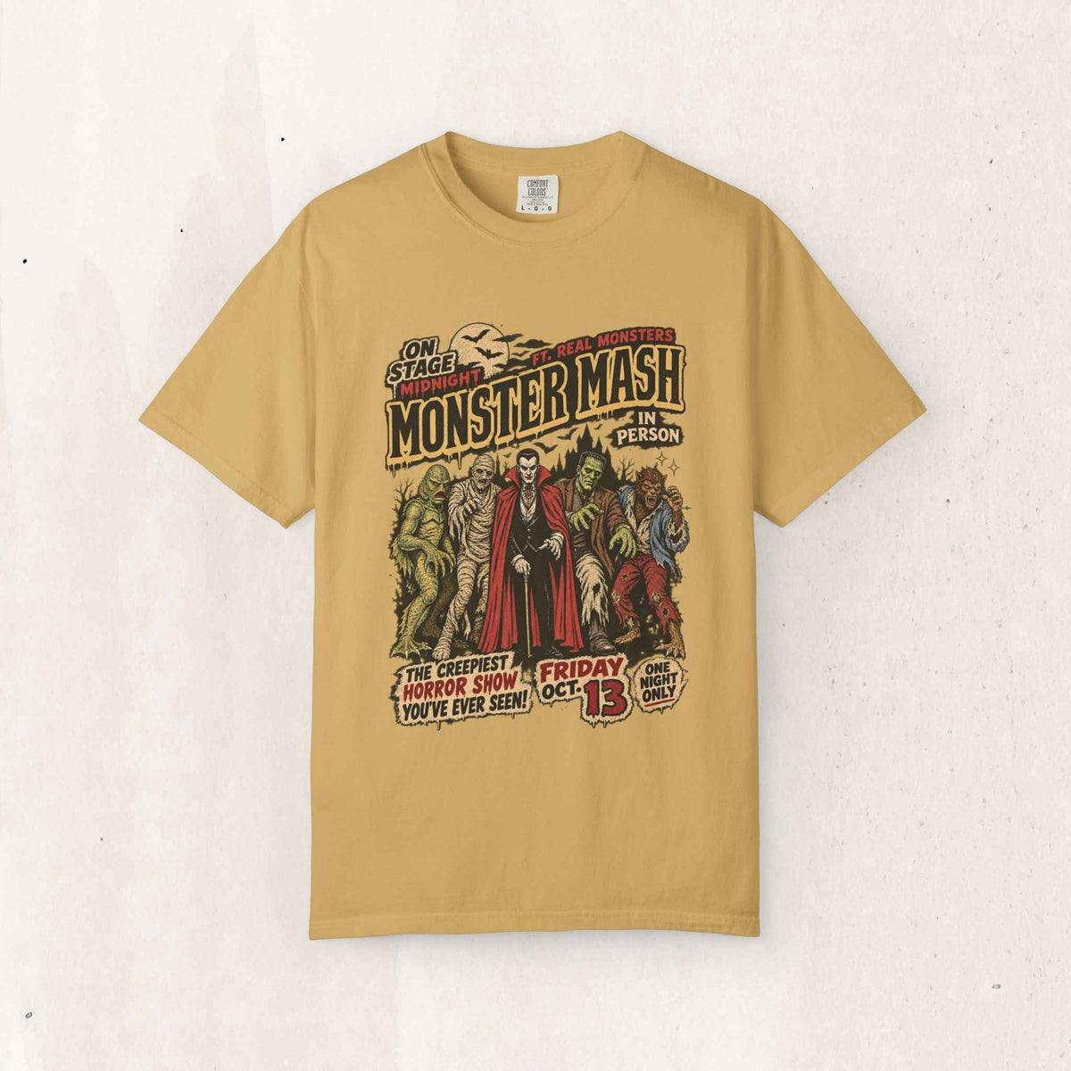 Monster Mash Vintage Horror Tee – Mustard