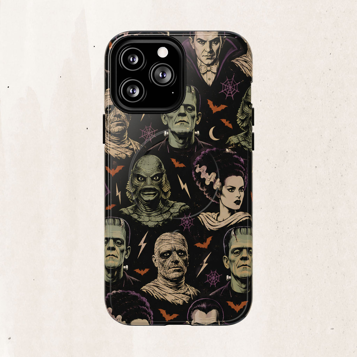 Monster Mash Magnetic Phone Case — Retro Classic Horror Collage