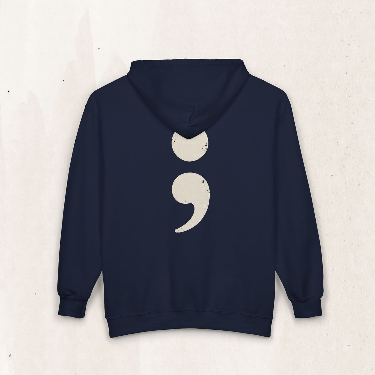 Oversized semicolon suicide awareness zip up hoodie in navy