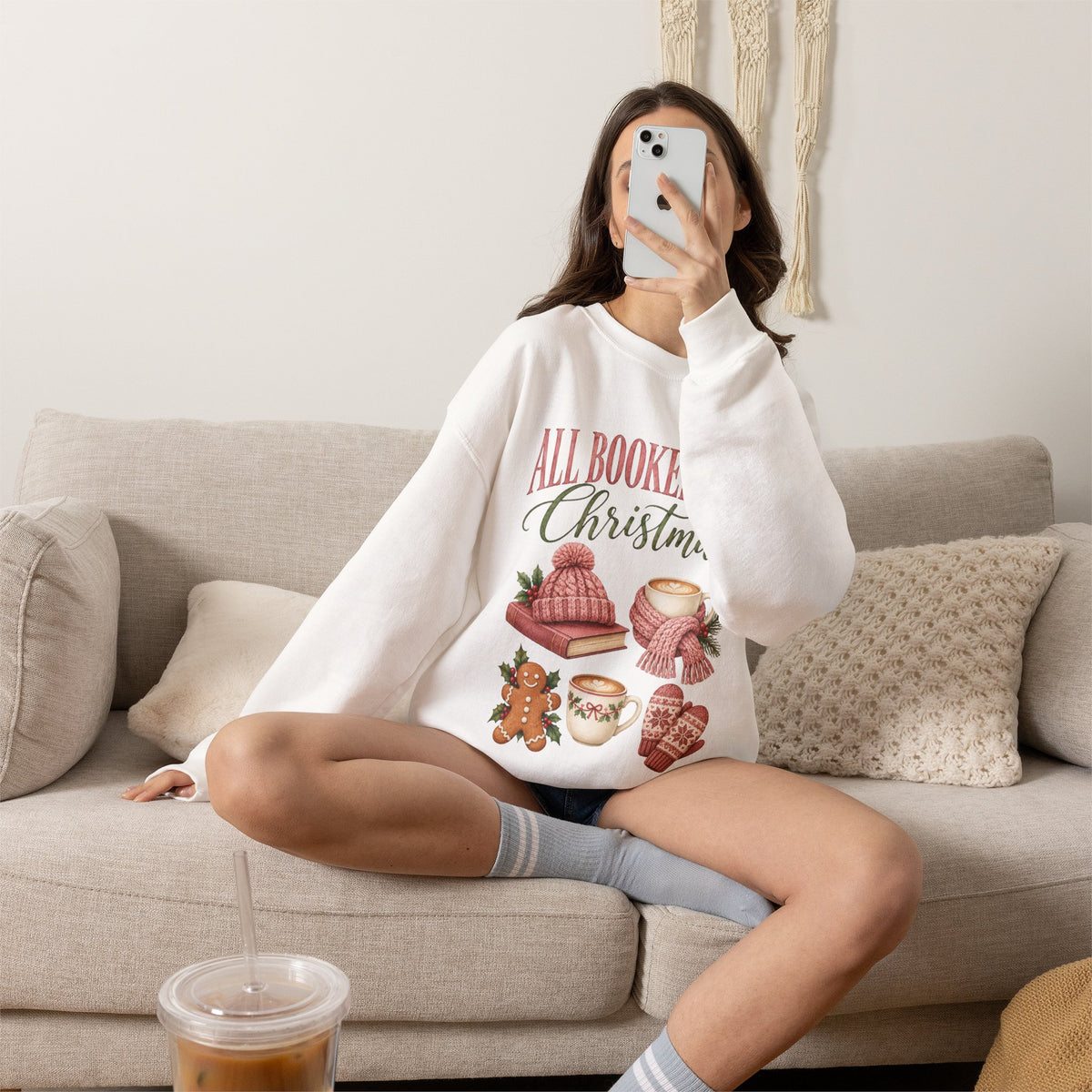 All Booked for Christmas Sweatshirt, Cozy Holiday Crewneck
