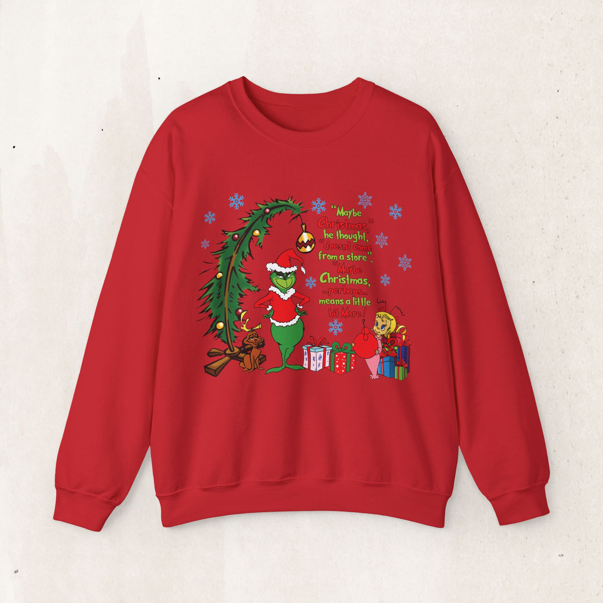 Christmas Tree and Snowman Sweatshirt, Festive Holiday Crewneck