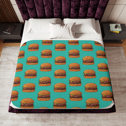 Burger Pattern Sherpa Blanket