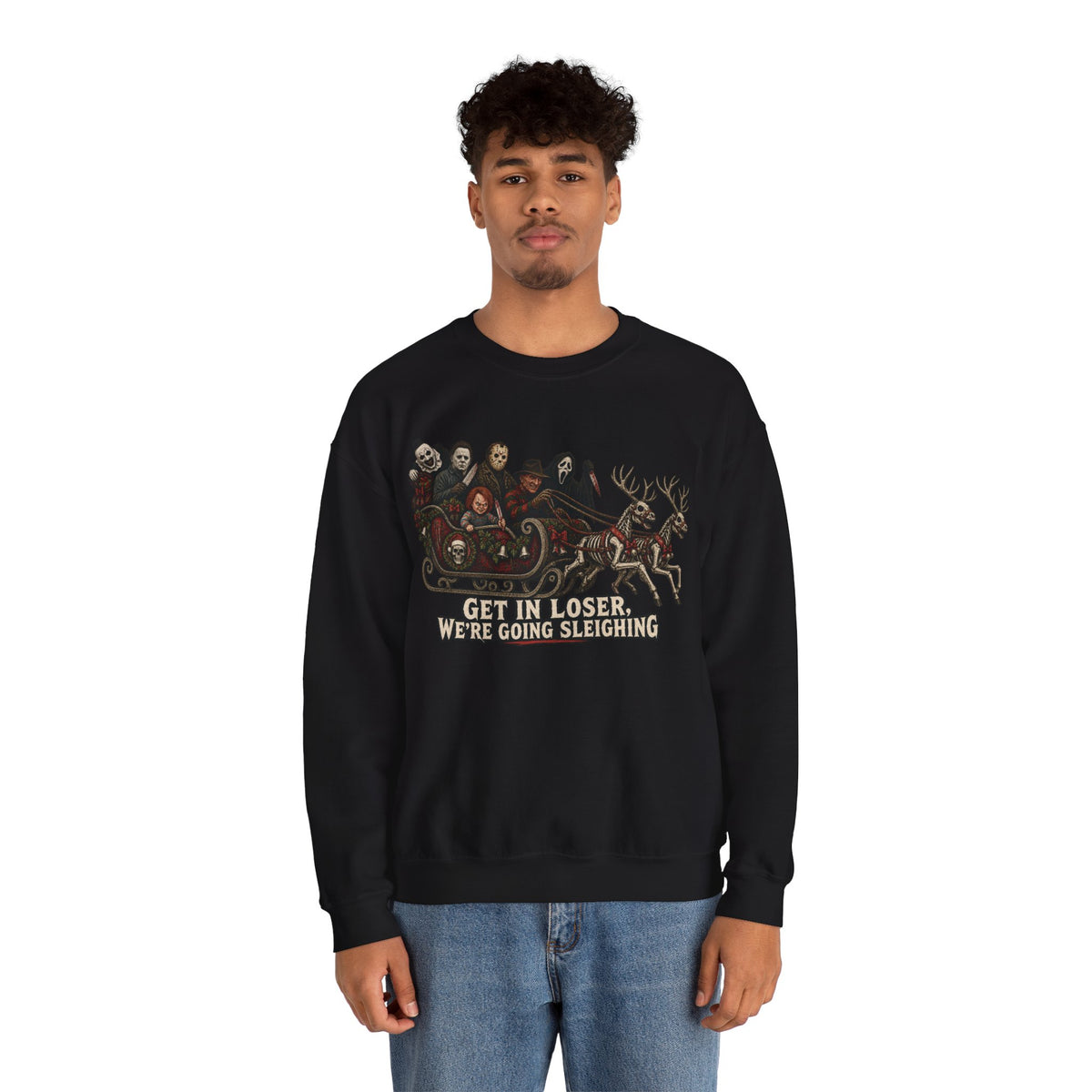 Get In Loser, We're Going Sleighing Crewneck Sweatshirt