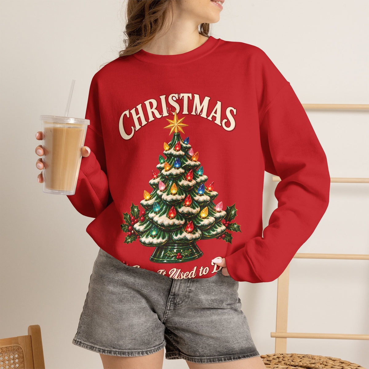 Christmas Tree Crewneck Sweatshirt - "All I Want Is You" Holiday Sweatshirt